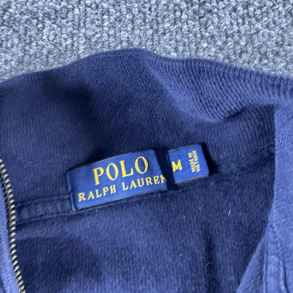 Polo Ralph Lauren Sweater Mens M Blue 1/4 Zip Mock Neck Cotton Knit Pullover